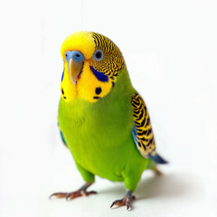 Vibrant Budgerigar on White