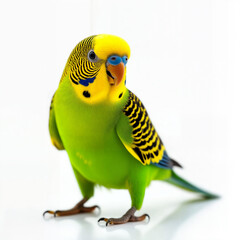 Vibrant Budgerigar on White