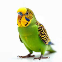 Vibrant Budgerigar on White