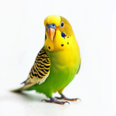 Vibrant Budgerigar on White