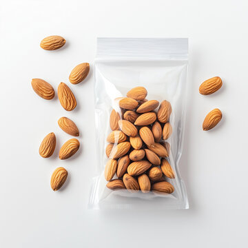 Transparent Ziplock Bag of Mamra Almonds with Nuts Spilled Out
