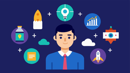Investor Portfolio An illustration of a diversified portfolio with icons representing different startups showcasing how venture capitalists spread risk across various investments.