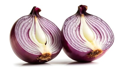 Halved Red Onion Isolated on White Background
