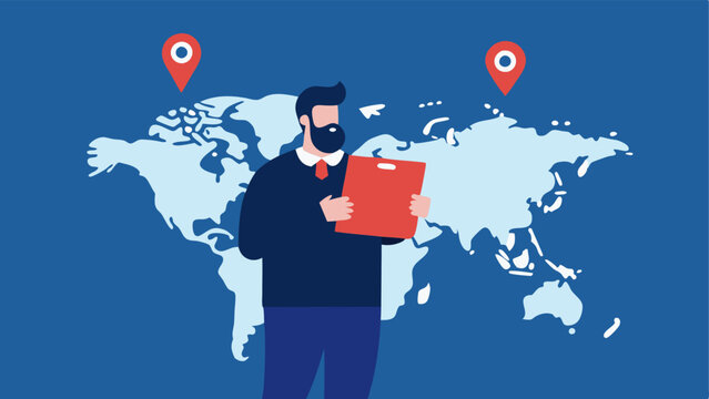 Investor Plan and Geopolitical Map An investor looking at a map marked with geopolitical hotspots while holding a portfolio showcasing the critical need for strategic planning in