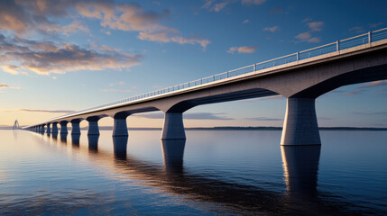 Iconic bridge viewed from a distance showcasing its earthquake-proof features and beautiful surroundings