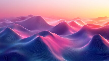 Obraz premium Digital rendering of a landscape with colorful abstract hills