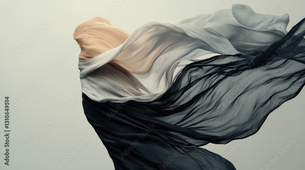 Leinwandbilder Dynamic white background with abstract flowing shapes and soft light transitions.