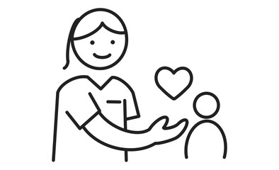 介護福祉士が利用者を支援するアイコンイラスト