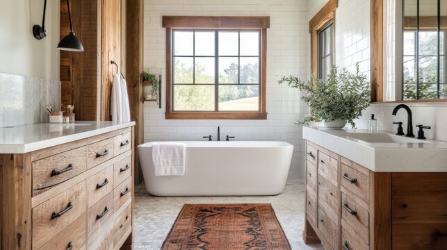 Rustic Farmhouse Bathroom Design: Modern Meets Countryside Charm