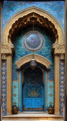 Obraz premium Ornate blue and gold doorway in a Moroccan style building