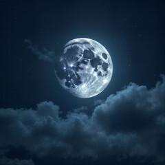Radiant Full Moon Above the Clouds