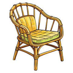 Create a photorealistic image of a sleek bamboo chair showcasing bold, curved contours and the natural texture of its fiber.  Highlight its elegant simplicity.