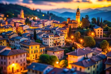 Obraz premium Miniature Cityscape: Serene Urban Silence at Dusk - Tilt-Shift Photography