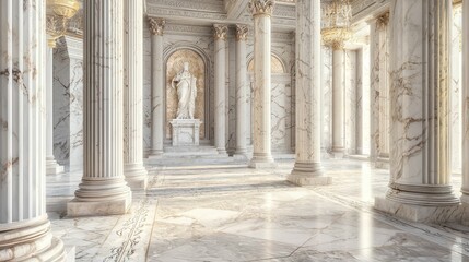 Fototapeta premium Elegant Interior of Classic Marble Palace with Majestic Columns
