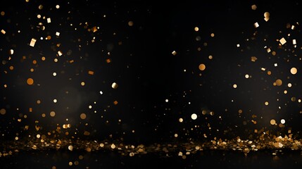 Elegant black and gold award ceremony background with shimmering golden confetti