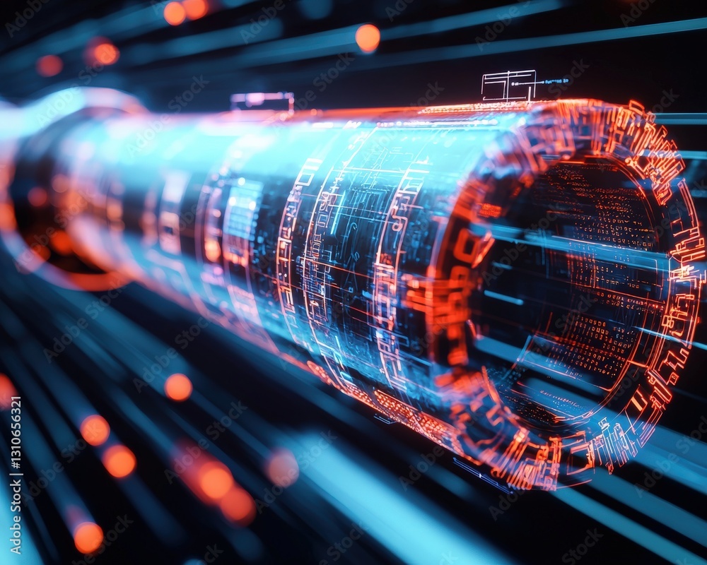 Poster a pipeline rendered digitally with efficiency metrics