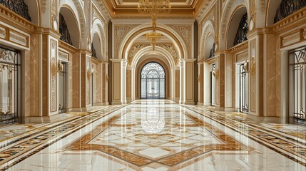 Fototapeta premium Stunning Classical Marble Interior with Intricate Mosaic Design