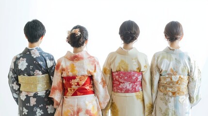 Fototapeta premium People Group Four Moment Kimonos Casual Quick Appetizing