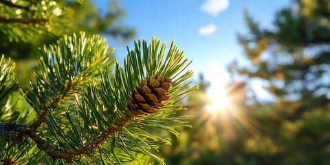 Pine Tree Cone Sunset Nature Photography Tranquil Forest Scene