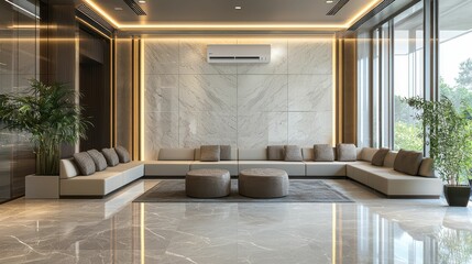 Stylish Contemporary Hotel Lobby with Elegant Design Elements