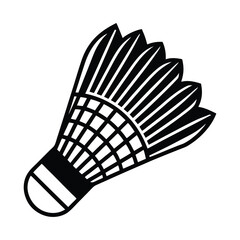 Black and White Silhouette of a Badminton Shuttlecock