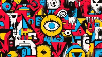 Fototapeta premium Slavic Sun Symbol Vector Design, bold black outlines, simple solid colors, geometric style, ancient mystical motifs for folklore-inspired art, cool neon-lit color palette