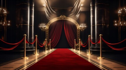 Elegant black and gold award ceremony banner with a glamorous red carpet entrance