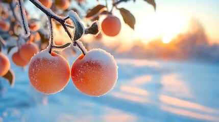 At dawn, snow-covered trees in a winter wonderland are illuminated by first light of day, creating a scene of serene amazement