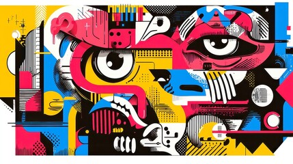 Obraz premium Aztec-Inspired Line Art Background, bold dynamic motifs, clean geometric style, vibrant cool colors, ideal for cultural designs and modern artistic projects