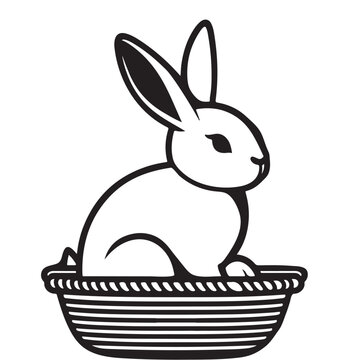 recommend clip art: Cute Easter Bunny in Basket Illustration for Holiday Designs