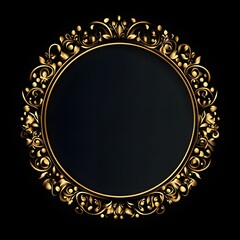 Ornate Gold Circle Frame on Dark Background