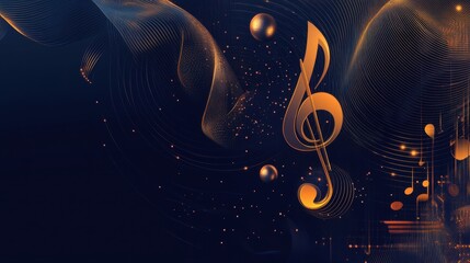 Abstract Golden Treble Clef Music Note Design  Background Image for  Concert Poster or Music Event