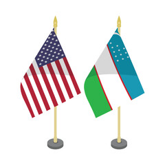 United states America Uzbekistan flagpole table vector design
