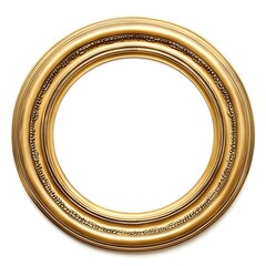 Obraz premium Gold round frame, featuring an elegant design and smooth finish, perfect for photos or artwork, isolated on white background