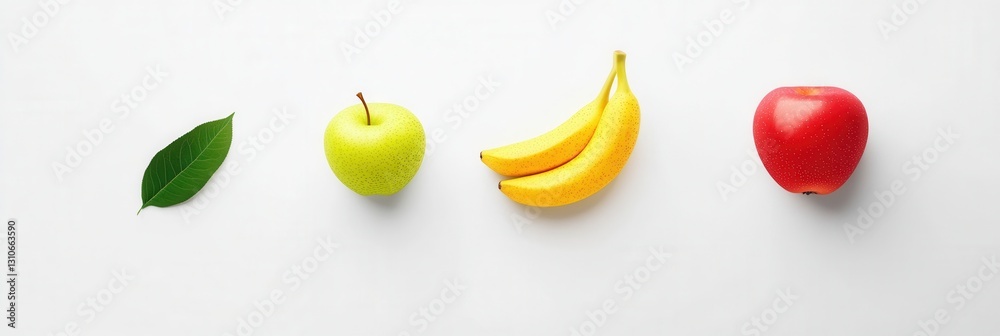 Leinwandbilder minimalist fruit logo featuring abstract apple pear and banana on a clean white background with soft