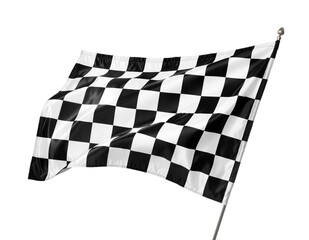 One racing checkered flag isolated on white