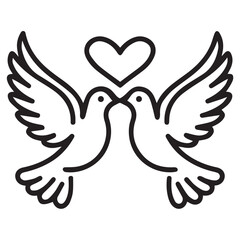 dove with heart on white background