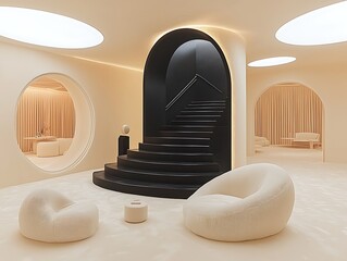 Minimalist Staircase for Modern Lounge.