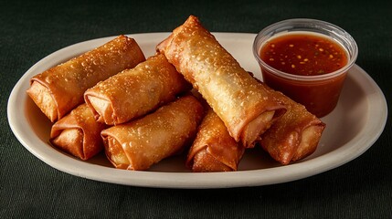 Crispy Egg Rolls with Spicy Sauce