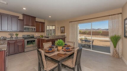 Fototapeta premium Stylish and practical kitchen with a spacious pantry, soft-close cabinets, and a fresh look.