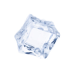Obraz premium One crystal clear ice cube isolated on white