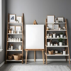 Blank Canvas on Easel in Artist's Studio