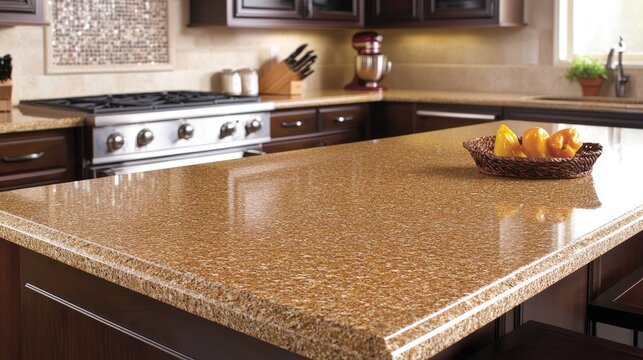 Warm and inviting kitchen with a smooth, easy-to-clean countertop and modern appliances.