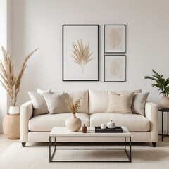 Modern Beige Living Room Interior Design