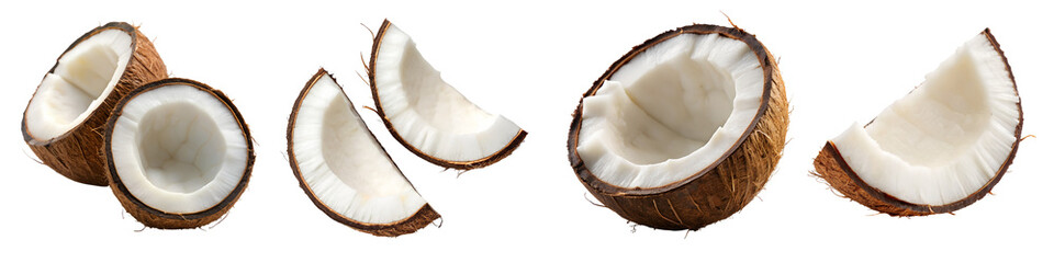 Single coconut slice transparent background.