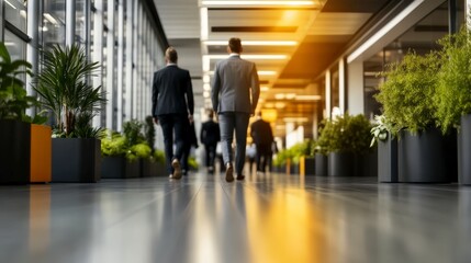 Fototapeta premium Business People Walking in Modern Hallway