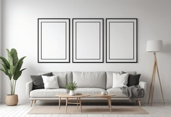 Modern Minimalist Living Room Interior Design Mockup