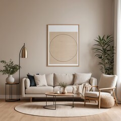 Modern Beige Living Room Interior Design