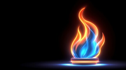 Abstract Neon Flame  Blue  Orange  Fire  Energy  Design