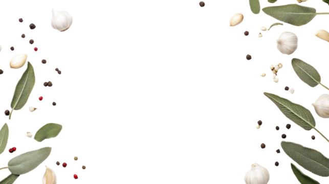 Delicate leaves and white flowers on a black background, creating a calming and serene composition.